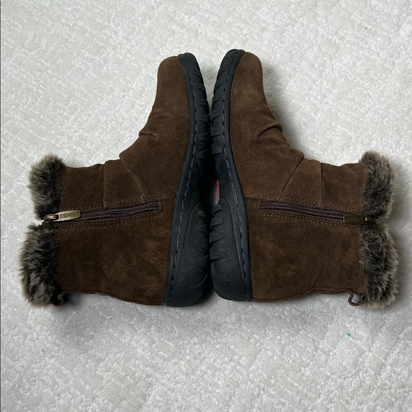 KHOMBU brown suede leather and faux fur ankle snow boots 7 - Picture 4 of 11